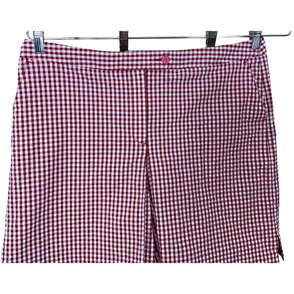 Liz Golf Audra Red & White Gingham Culotte Seersucker Shorts Slash Pockets 16 - Picture 3 of 6
